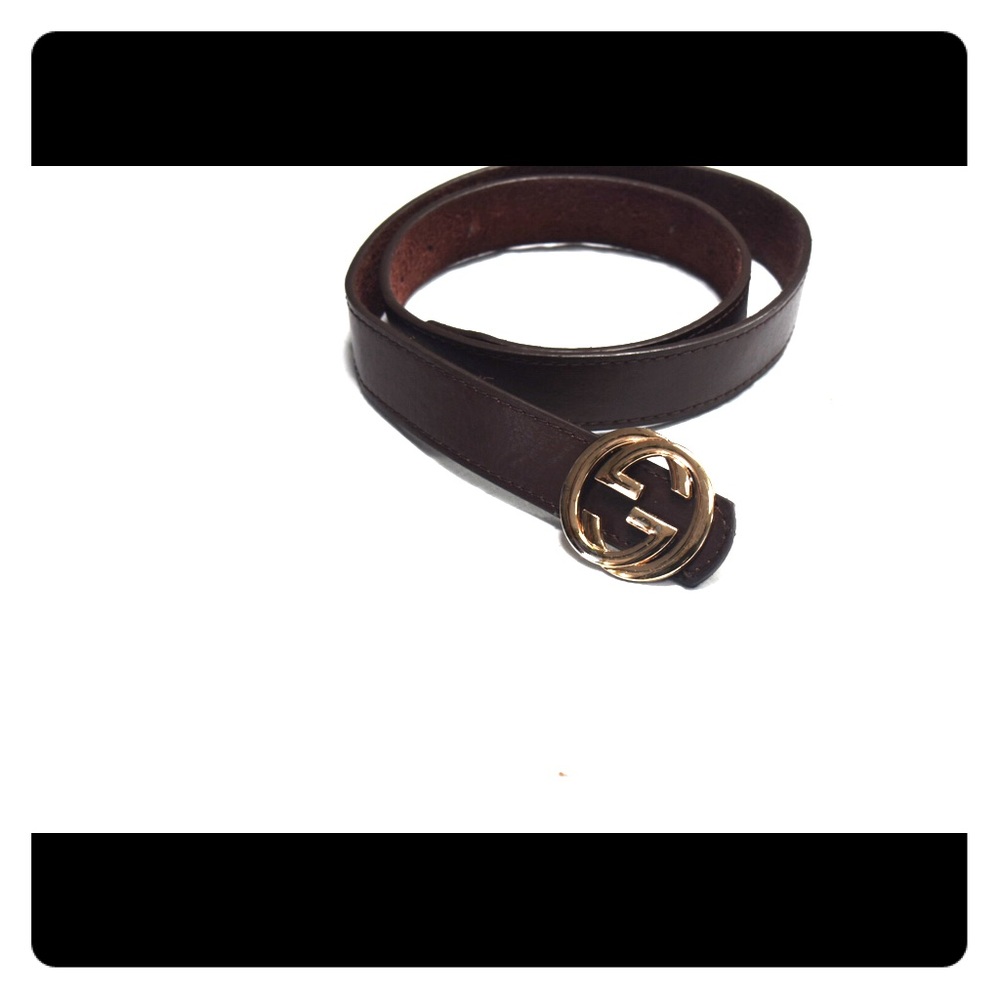 Leather Gucci belt interlocking G